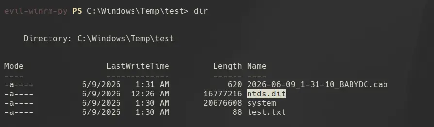 ntds.dit copied via robocopy and SYSTEM hive saved