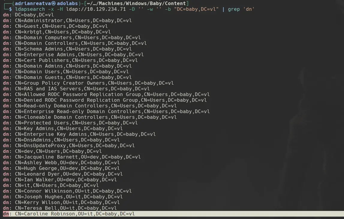 Additional user Caroline.Robinson discovered via DN-based query