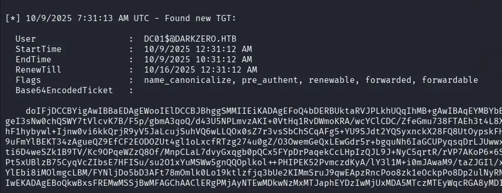 Rubeus capturing TGT from authentication